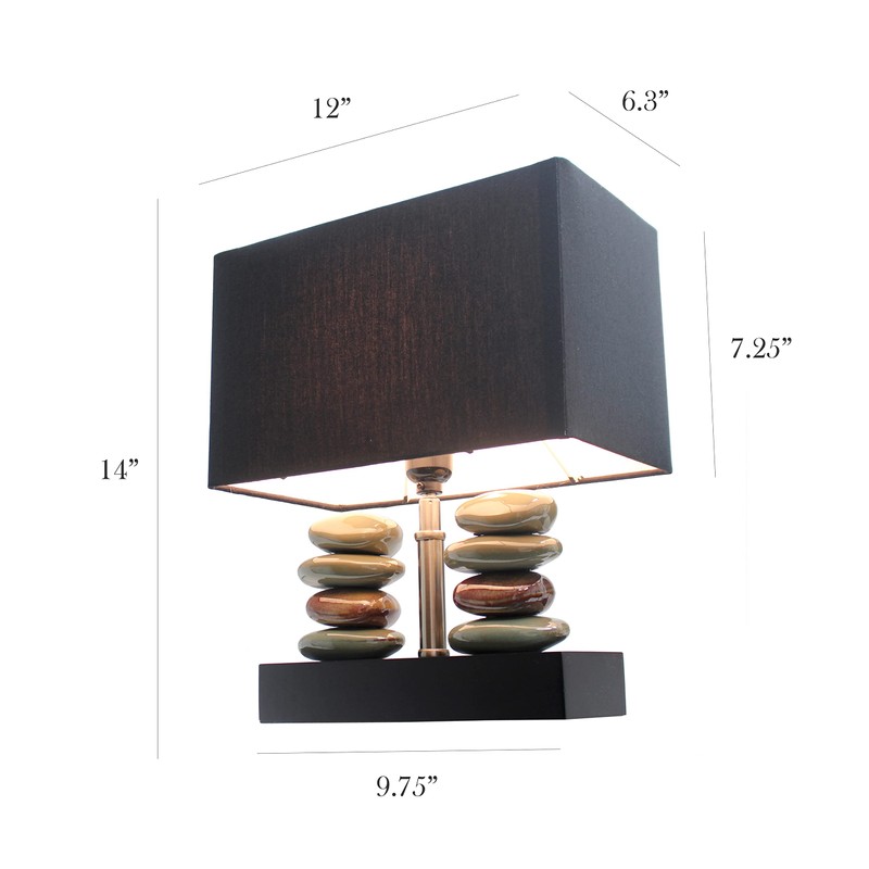 Elegant Designs LT1036-BLK Rectangular Dual Stacked Stone Ceramic Table Lamp,