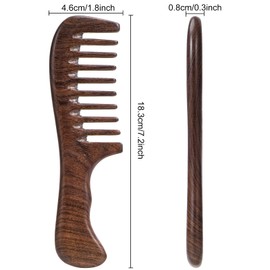 Beomeen Hair Comb Wooden Wide Tooth Combs for Curly, Hair Detangling Natural Sandalwood for Women and Men, Detangles Wet or Dry, Thin, Thick, Wavy or Straight Hair, Scalp Massager, Anti-static, Golden