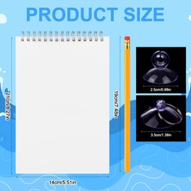 2 Sets Waterproof Shower Notepad 5 x 7" Waterproof Notebook Spiral Writing Shower Thoughts with Pencil Suction Cups Capture Ideal for Bathroom Home Office Travel Wall