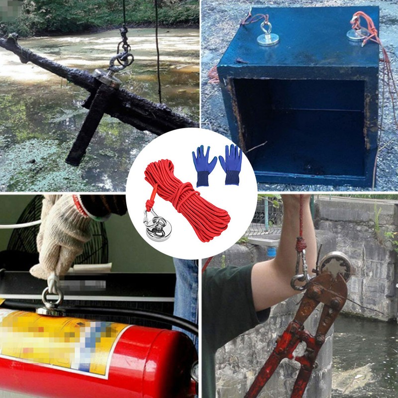 Strong Powerful Round Salvage Fishing Magnet with 20m Rope Kit