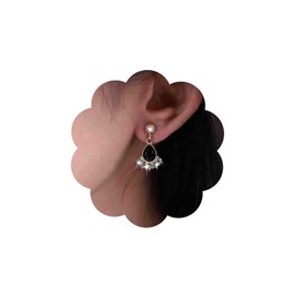 Yheakne Boho Onyx Drop Earrings Gold Teardrop Onyx Earrings Vintage Pearl Stud Earrings Sparkly Rhinestone Dangle Earrings Jewelry for Women and Girls