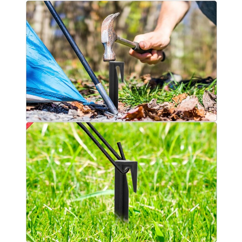 heyous 100PCS Black Plastic Ground Pegs 85x20x4mm Garden Boundary Markers