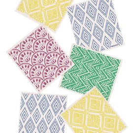 RECYCO Reusable Dish Cloth 12 Pack Swedish Dish Clothes for Kitchen Counter Cotton Cellulose Absorbent Machine Washable Plant Based Okeo Tex Standard 100 Sponge Wipes Women Owned (Modern Seigaiha)