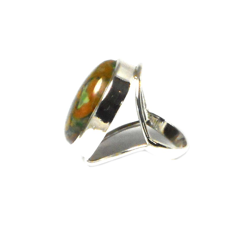 Rainforest Jasper Ring Sterling Silver 925 - Size: 62 -