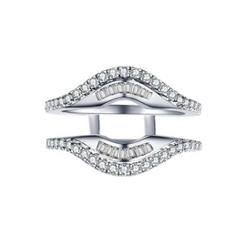 925 Sterling Silver Plated Promise Engagement Rings for Women,Unique Stackable CZ Diamond Multi Row Diamond Bride Statement Round Cocktail Ring Eternity CZ Wedding Band for Women's Size 10#