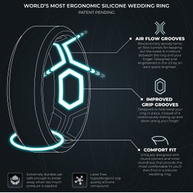 ThunderFit Men Breathable Air Grooves Silicone Rings Wedding Bands 8mm Wide 2.4mm Thick - 1/2/3/4/6/7 Variety Multipack (Pack K - Size 10.5-11 (20.6mm))