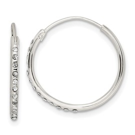 925 Sterling Silver Crystal Endless Hoop Earrings 19.75x20.15mm Wide 1.5mm Thick-Hoop Earring for Women