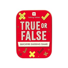 Talking Tables True of False Travel Game | Pocket Size Quickfire Guessing Quiz for the Family to Play| Packed in a Giftable Sturdy Tin Case, or Secret Santa Stocking Filler