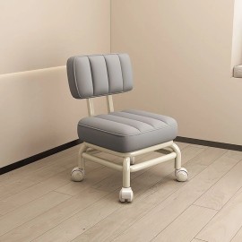 Low Rolling Stool, Roller Seat with Universal Swivel Caster Wheels & Backrest