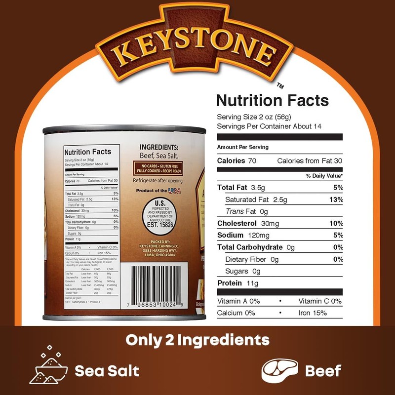 Keystone Meats All Natural Heat and Serve Ground Beef 28