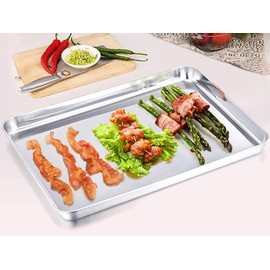TeamFar Baking Sheet, Stainless Steel Baking Pan Cookie Sheet, Healthy & Non Toxic, Rust Free & Less Stick, Easy Clean & Dishwasher Safe