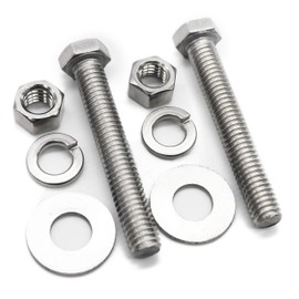 (10 Sets) 3/8-16x3/4 Stainless Steel Hex Head Screws Bolts, Nuts, Flat & Lock Washers, 18-8 (304) S/S, Fully Threaded by Bolt Fullerkreg