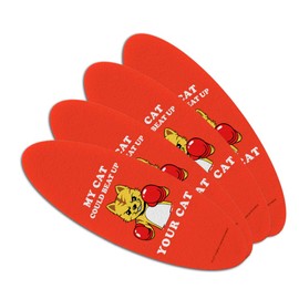 My Cat Could Beat Up Your Cat Boxing Gloves Funny Humor Double-Sided Oval Nail File Emery Board Set 4 Pack