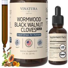 VINATURA Wormwood Black Walnut Cloves Liquid - Cleanse, Detox for Humans with Papaya Leaf and Pumpkin Seed, Intestinal Guard Formula Supplement - 2 fl oz