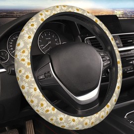 Daisy Steering Wheel Cover for Women Men, Universal 15 Inches Car Steering Wheel Protector Anti-Slip Sweat Absorption Car Accessories for Auto Truck SUV
