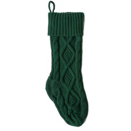Flonding 2 Pack 18" Green Knitted Christmas Stockings for Xmas Holiday Party Hanging Stocking Decorations