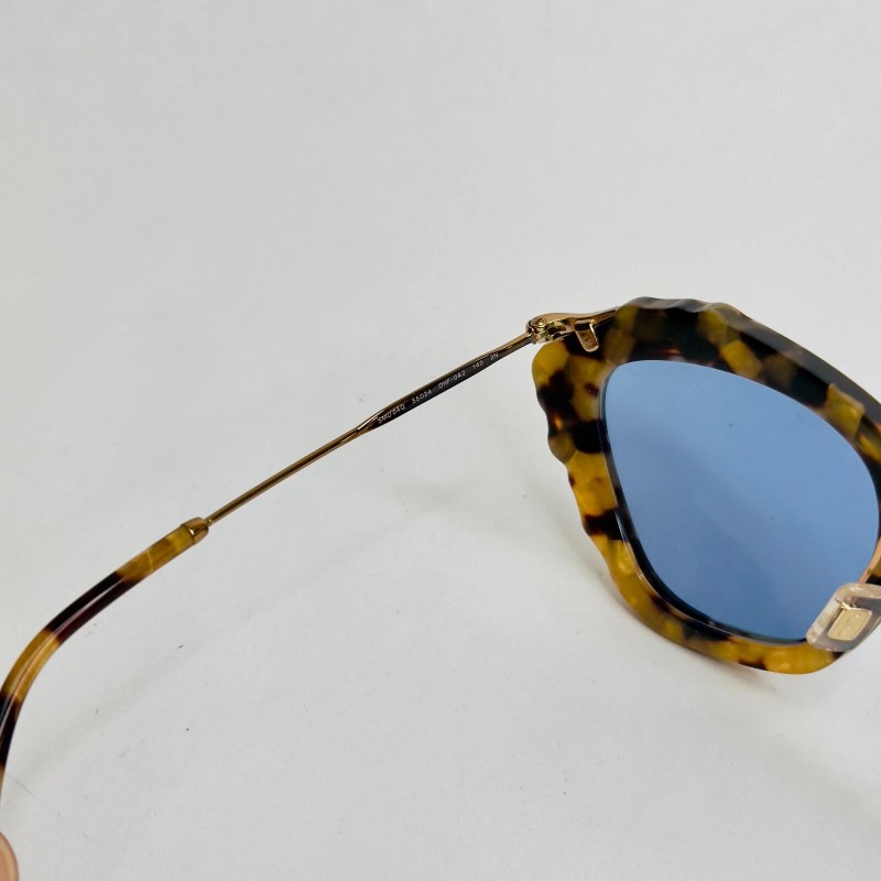 MIU MIU NOIR 04Q Brown Havana Blue Foil Leather Crystal