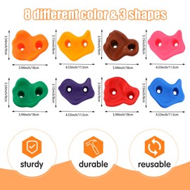 Meooeck 40 Pcs Rock Climbing Holds Set for Kids with Mounting Screws and 2 Wrenches, Mix Colored Climbing Rocks DIY Wall Grip Kits for Outdoor Indoor Playground Backyard Play Set