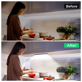 deerdance Under Cabinet Lighting, Motion Sensor Lights Indoor with 3 Color Temps Dimmable, 2600mAh Rechargeable Closet Lights Wireless, Magnetic Under Counter Lights for Kitchen Hallway Stairs,2-Pack