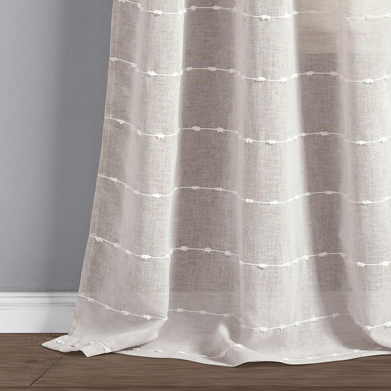 Lush Decor Farmhouse Textured Grommet Sheer Window Curtain Panel Pair,