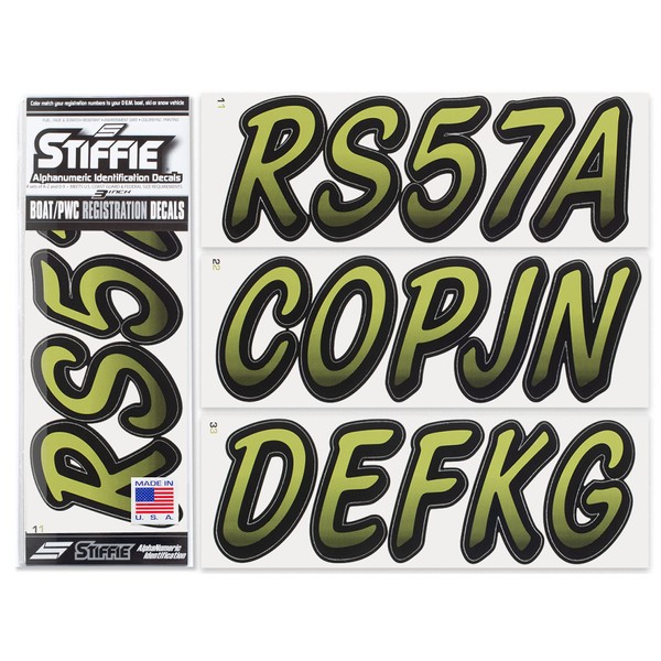 Stiffie STIFFIE Whipline Moss/Black 3" Boat & PWC Registration Decals