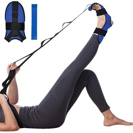 LYSAIMG 1 Pack Yoga Stretching Strap,Black Calf Stretcher with Adjustable loops,6 Loop Fitness Fascia Stretcher,Flex Strap,for Exercise Rehabilitation Pilates Leg Calf Body Training(Bleu)