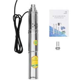 24V Deep Well Submersible Pump Solar Water Pump Built-in MPPT Controller, Stainless Steel Water Pump 213ft Head, Pure Copper Motor for Irrigation, Industrial & Home Use 370W