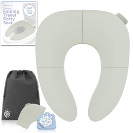 Jool Baby Folding Potty Seat for Toddler Travel - New Pull Tab for Easy Removal, Fits Round & Oval Toilets Securely (Sage)