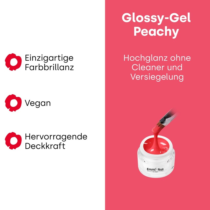 Emmi Nail Glossy-Gel Peachy, LED UV Nail Polish, High Coverage