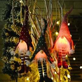 Gnomos navideños con luz LED,adornos de gnomos navideños hechos a mano suecos gnomos de felpa,colgante de árbol de Navidad,decoración de gnomos para Navidad,fiestas,decoraciones (A-5 piezas)