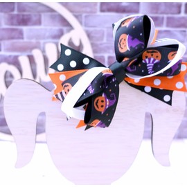 BOWS BOWS 5" Handmade Grosgrain Ribbon HairBow Alligator Clip Pumpkin Man Dot Woman Girls Bows Hairclip