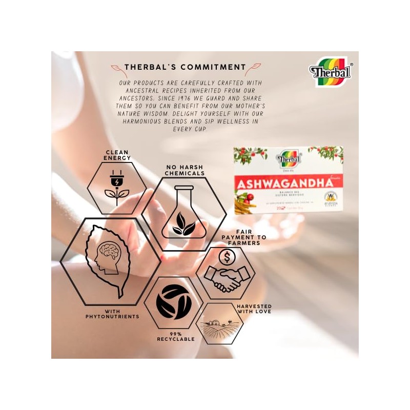 Therbal Ashwagandha Herbal Tea Blend – 20 Tea Bags –