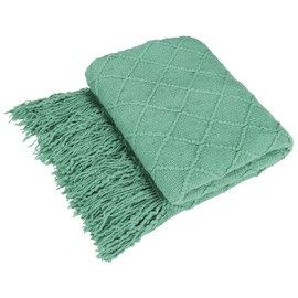 Catalonia Knitted Throw Blanket for Couch, Decorative Blanket with Fringe, Acrylic Leisure Blanket for Bed, Sofa, Living Room | All Seasons, Lightweight, Cozy, Solid Color | 50×60 inches