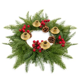 Rocinha Christmas Advent Wreath Candle Holder, Red Berry Advent Candle Holder Centerpiece - Advent Decorations Gift for Holiday Tradition