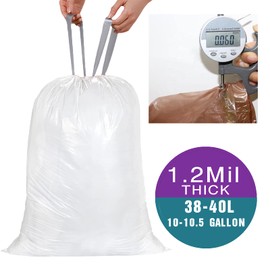 Displayforever Code J (100 Count) 10-10.5 Gallon Heavy Duty Drawstring Trash Bags Compatible with simplehuman Code J | 1.2 Mil 38-40 Liter