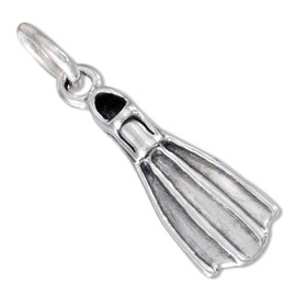 Treasure Island Charms Diver's Swim Fin Flipper Scuba Diving 3D 925 Solid Sterling Silver Charm Pendant Bracelet Jewelry Making Supply