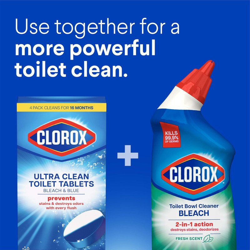 Clorox Ultra Clean Toilet Tablets Bleach & Blue, Rain Clean