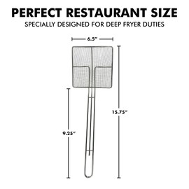 Cuisine Ready Wire Mesh Strainer with Long Handle |2 Pack| 6.5" Square Frying Spoon | Cooking Oil Strainer for Deep Fryer & Professional Restaurant Use | Commercial Grease Skimmer | Fine Mesh Strainer