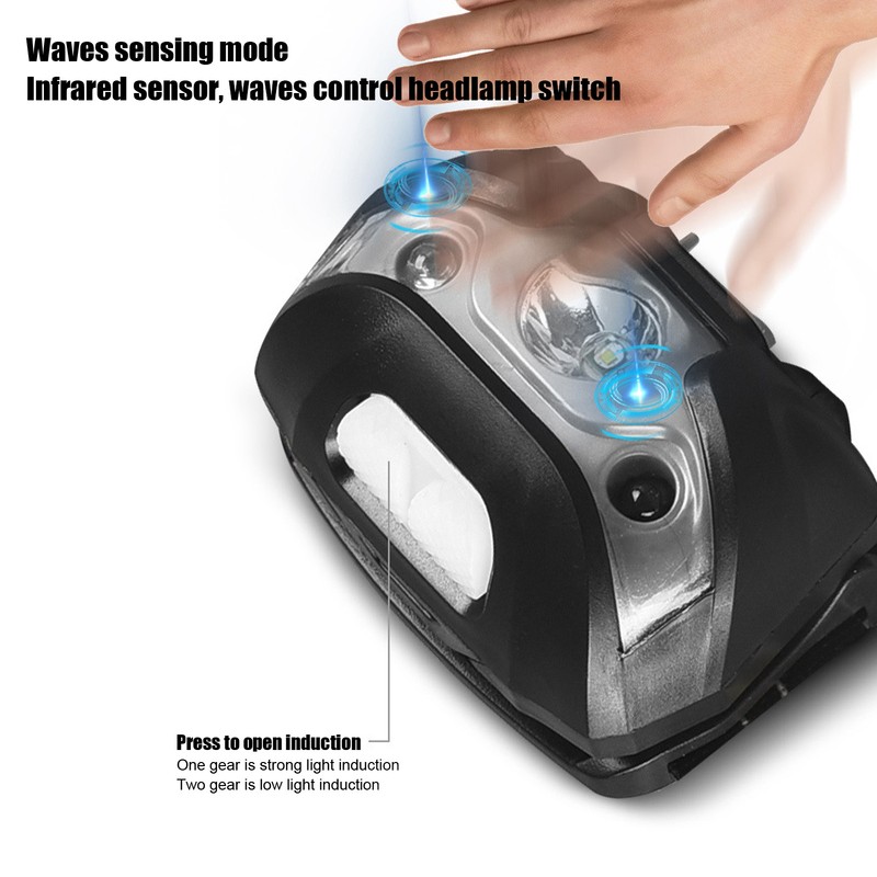 LED Gestures Sensor Headlight Multifunctional Outdoor Waterproof Headlamp for Camping