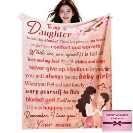 NlsqEU Gifts for Daughter, Birthday Gift Blanket for Daughter, Blanket G-ift for D-aughter from Dad or Mom, Fluffy B-lanket Birthday G-ifts for D-aughter, 59" * 51"(English)