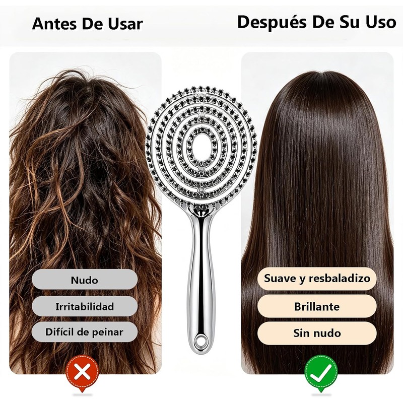 Cepillo para Cabello de Jabalí y Nylon, Cepillo para Cabello