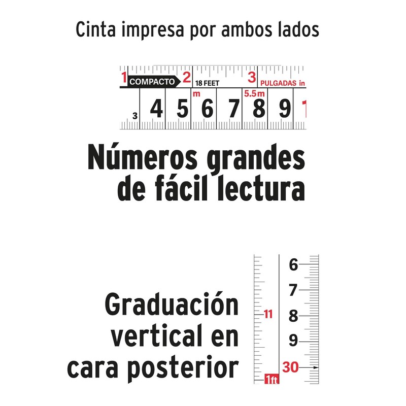 Truper FCG-8M, Flexómetro compacto contra impactos 8 m cinta 25
