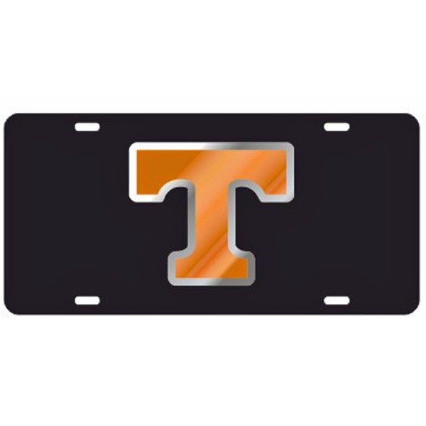 Tennessee Volunteers Black w/Orange & Mirror"T" Laser Cut License Plate