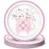 Unique 78374 7" Pink Elephant Round Dessert Plates - Rose