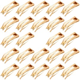 DAZISEN 24 Pieces Snap Hair Clips Women'S Anti-Slip Styling Accessories, Hairpins For Hairdressing, Salon Supplies，Golden