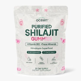 Organics Ocean Shilajit for Men and Women - Shilajit Supplement with Vitamin B12, Chromium and Selenium for Age-Defying, Energy, Hormone Support - Pumpkin Cocoa Flavor - 60 Gummies