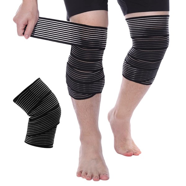 HOPPOLE Long Elastic Knee Brace，Compression Wrap Support For Thighs, Legs, Ankles And Wrists, Knee Wraps For Running, Basketball and Soccer, One Size Fits Most, Suitable For Men And Women.
