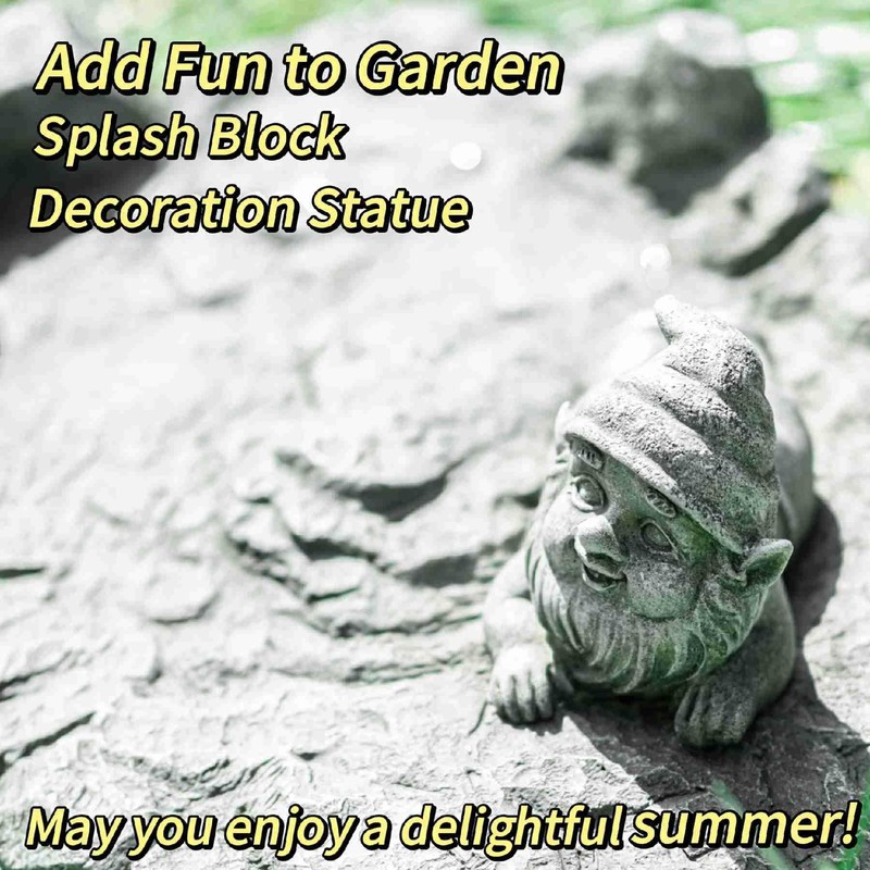 ApxRoufin Gnome Downspout Splash Block, Decorative Rain Gutter Diverter