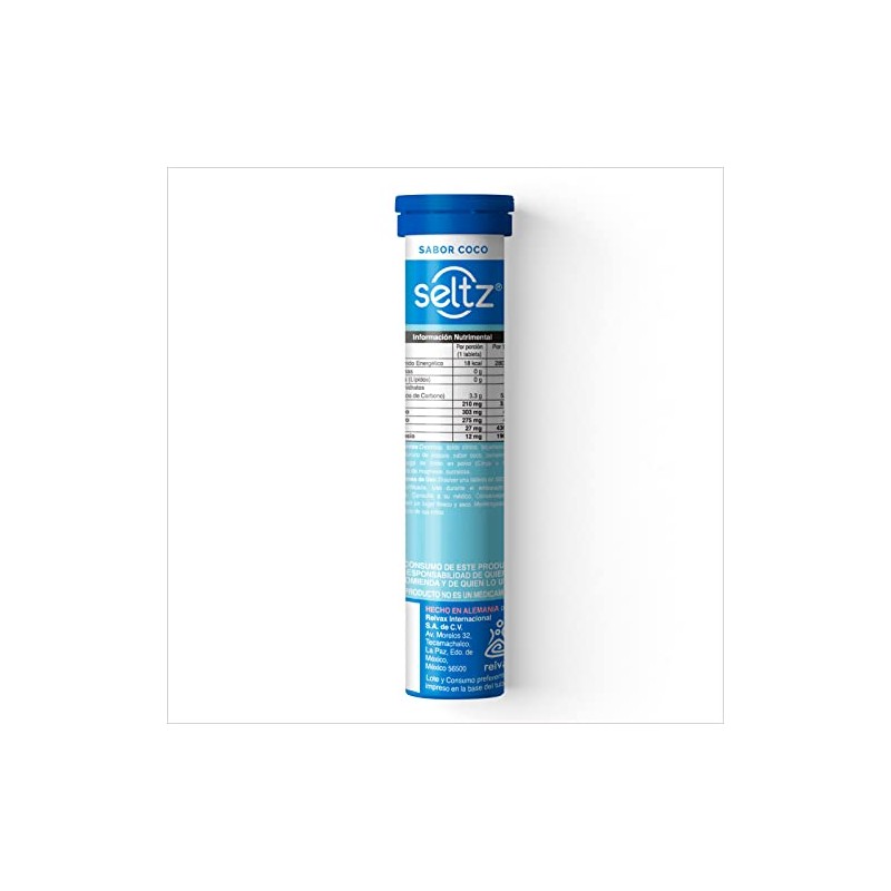 SELTZ Kit Electrolitos Tableta Efervescente, Sabores coco más lima limón,