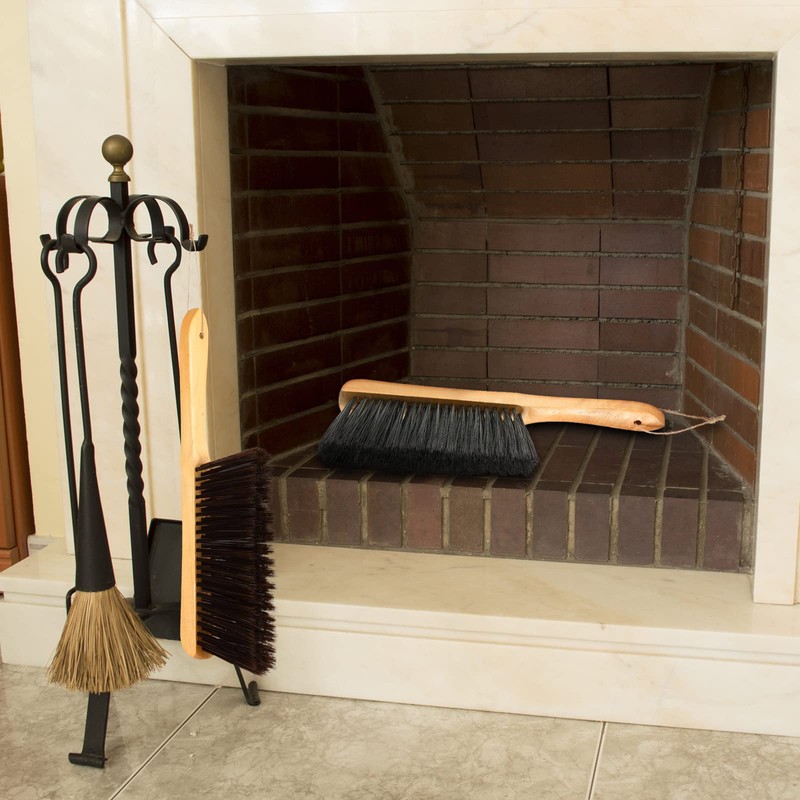 Patelai 2 Pieces Wooden Bench Brushes Fireplace Brush Natural Fiber